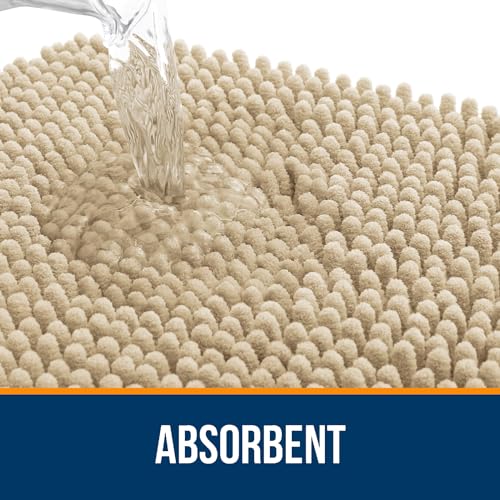 OLANLY Bathroom Runner Rugs 59x20, Extra Soft Absorbent Chenille Bath Rugs, Rubber Backing Quick Dry, Machine Washable Long Bath Mats for Bathroom Floor, Tub and Shower, Home Decor Accessories, Beige by OLANLY - Image 4