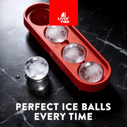 Molde de silicona para bolas de hielo con tapa, 4 esferas grandes miniatura 3