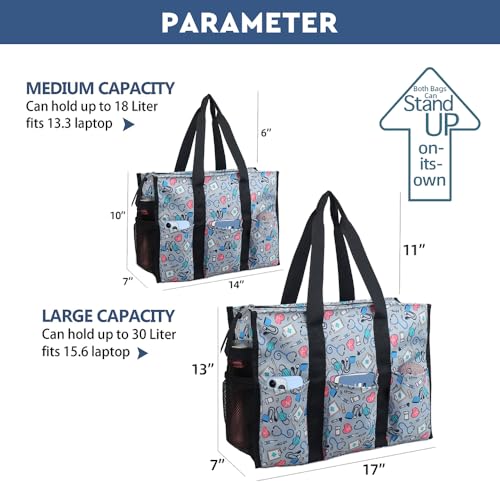 Image of Nurse Bags for Work Nursing Bag Multiple Pockets Waterproof Organizing Zip Top Clinical Bag for Nursing Students Home Health