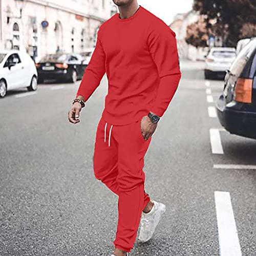 Track Suit for Men Set Athletic Jogging Sweatsuit Casual Crewneck Sweatshirts Pullover and Pants 2 Piece Outfits2