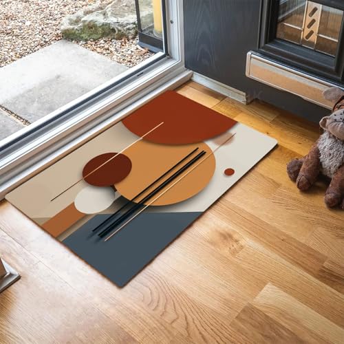 Tapis lignes elements circulaires orange au design abstrait haut de gamme - 3