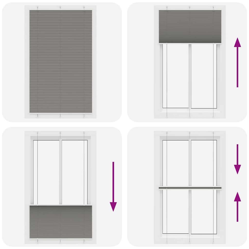 Store plissé Anthracite 120x200 cm Largeur Tissu 119,4 cm Store zébré Occultation légère Protection Solaire Salon Chambre Bureau Montage Mural sans perçage