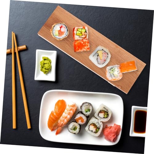 Plato de sushi de madera beige para servir sashimi miniatura 4