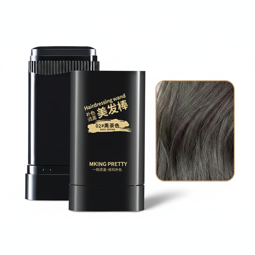 2 pack Hair Color Touch Up Stick, Temporary Root Concealer for Gray Hair, Instant Hairline & Beard Cover, Smudge-Resistant Portable Hair Touch Up for Men & Women, Black
