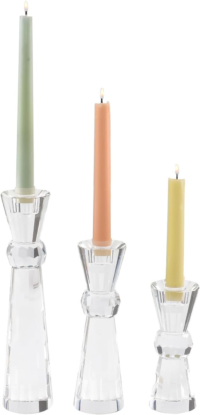 Kitcom Crystal Candlestick Holders Crystal Taper Candle Holders, Table Centerpieces for Party Wedding Banquet Decorations Set of 3, Comes with Gift Box(5.9''/7.9''/10.2'' Tall) - Image 7