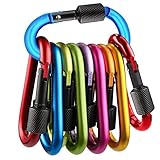 scherenkarabiner klein Karabiner Schlüsselanhänger 8 Stück Karabiner,Nakeey Schlüsselanhänger Karabinerhaken Aluminium Schraubkarabiner D-Ring Form Karabiner Schraubverschluss für Camping, Angeln,Wandern,Reisen