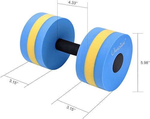 Miniatura 2 de UNAOIWN Pesas de agua para ejercicio de piscina, 2 mancuernas de agua, aeróbicos acuáticos, pesas de piscina de resistencia ligera, mancuernas
