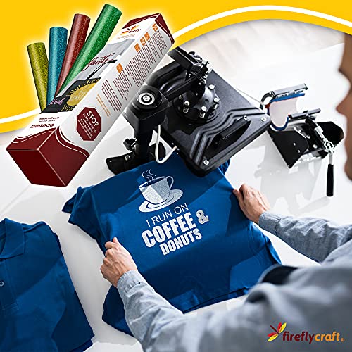 Firefly Craft Elastic Foil Gold Heat Transfer Vinyl - Htv Vinyl For Cricut - Heat Press Vinyl For Shirt Transfers - Iron On Fabric Sheets - 3 Pieces, 12" X 20" (5 Feet) Each #TOP4