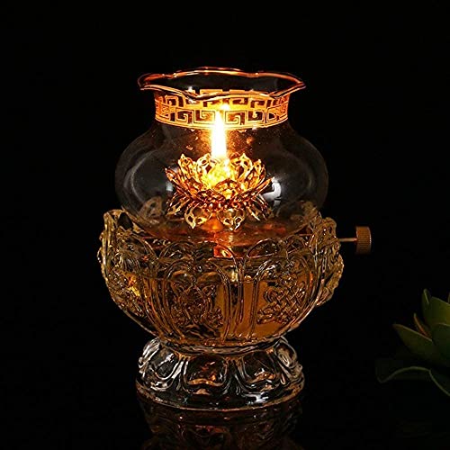 Spuik Oil Lamps For Indoor Use Glass Crystal Glass Lotus Kerosene Lamp Home Buddha Front Light Oil Lantern Mood Decor Lighting Chamber Oil Lamp Hurricane Lamp #TOP1
