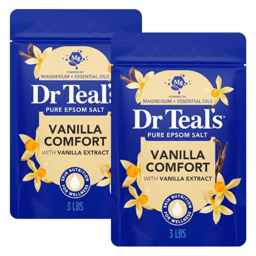 Dr Teal's Epsom Salt Magnesium Soak, Vanilla Comfort, 3 lbs (Pack of 2)