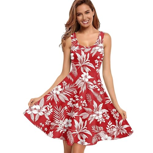 Image of Dreaweet Casual Sleeveless Dresses for Women Girls, Round Neck Tank Dresses with Pockets Summer Sundress Size XS-4XL