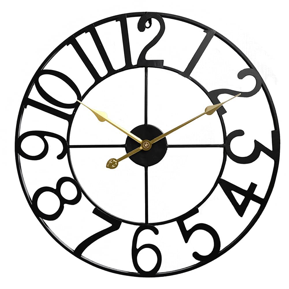 Horloge murale rétro de jardin en métal patiné antique