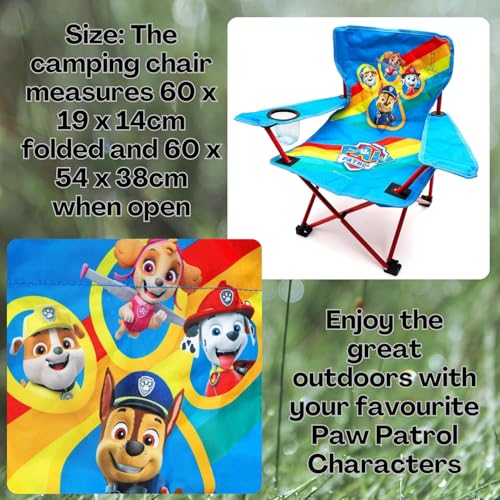 Toyland® Paw Patrol Pups Klappbarer Campingstuhl für Kinder mit Getränkehalter und Aufbewahrungstasche – Perfekt für Campingausflüge, Strand und Garten
