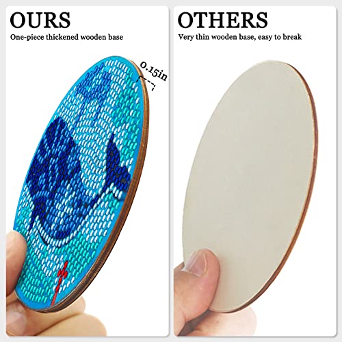 Diamond Painting Coasters Kit With Holder, 8 Pcs Diy Diamond Painting Ocean Art Coasters Kit, Diamond Painting Art Kits For Beginners, Adults & Kids Art Table Decor Craft Gift Supplies #TOP4