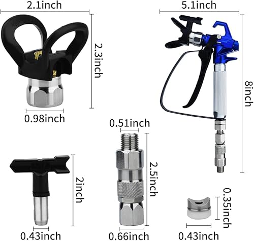 Miniatura 3 de Pistola pulverizadora de pintura sin aire de alta presión 3600 PSI con una junta de accesorios de manguera de acero inoxidable giratoria de 14 de