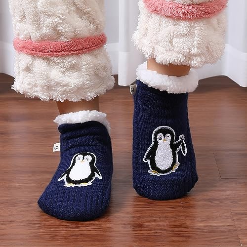 Image of ZYZX Cute Animal Slipper Socks for Women with Grips,Fuzzy Socks Indoor