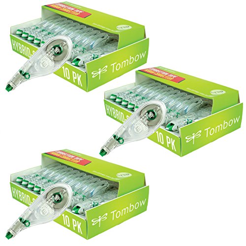 Tombow 72233 MONO Hybrid Correction Tape, 30-Pack. Easy To Use Applicator for Instant Correction