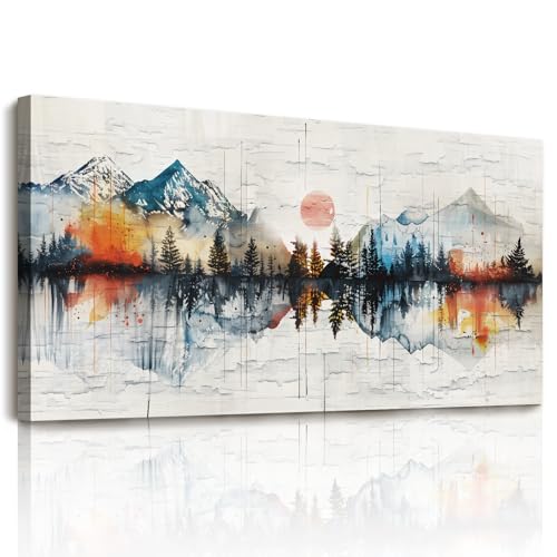 hyidecorart Canvas Wall Art, Modern Nature Mountain Landscape Painting, Sunrise Large Pictures, Colourful Wall Decorations for Bedroom Living Room Office Garden Hallway Gallery Stairs 20"x40"