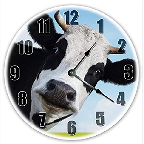 351 Ronde Horloge Murale Humoristique avec Vache Pendule Murale sans Tic-Tac Décoration D'Intérieur Vintage Horloge pour Bar Salon Chambre