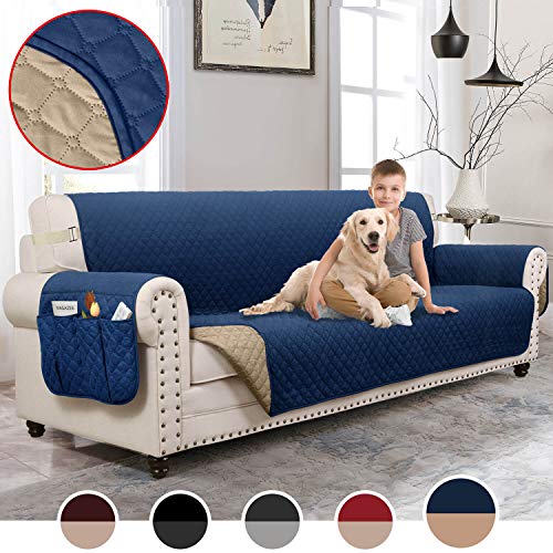 MOYMO Reversible Oversized Sofa Cover, Durable Sofa Slipover with Pockets, Couch Covers