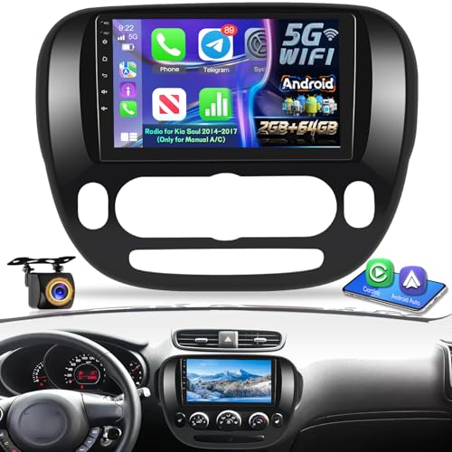 Volxcereo [4 Core 64G] �J�[���W�I Kia Soul 2014-2017 (�蓮A/C�̂�) 9�C���` Android �^�b�`�X�N���[�� Kia Soul �X�e���I Carplay/Android Auto�AEQ�ASWC�ABlueto