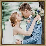SIGNFORD Framed Custom Canvas Prints Personalized Wall Art with Your Wedding Photos Digitally Printed - 16'x16' inches, Natural Frame