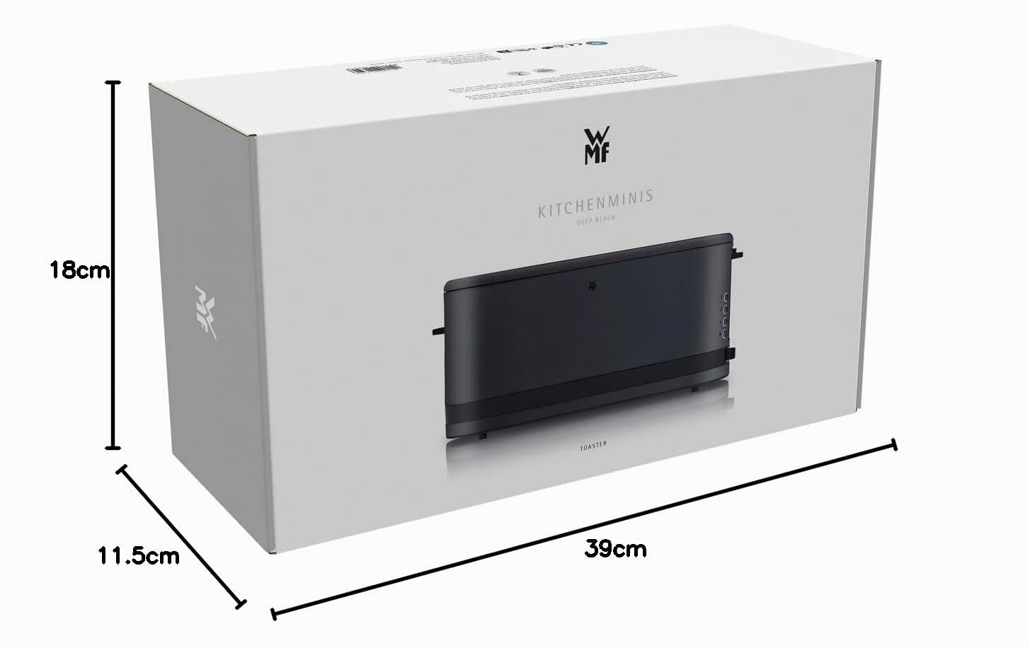 WMF Grille-pain longue fente, 2 tranches avec support à pain, grille-pain étroit, XXL, fonction bagel, 7 niveaux de torréfaction, 900 W, en acier inoxydable, mat, noir