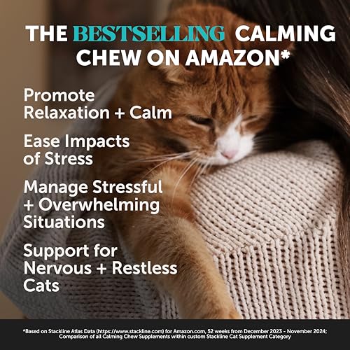 Image of Cat Calming Treats for Anxiety Relief - Dual Texture Crunchy Creamy Calming Chews for Cats - Feline Stress Relief Behavior Support for Travel, Vet Visits, Grooming, Separation Anxiety (90-Day Supply)