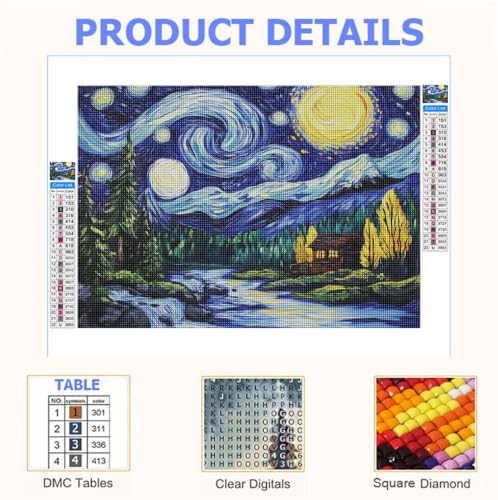 Diamond Painting Kit Complet 5D Abstrait Ciel Étoilé 40x50cm - 3