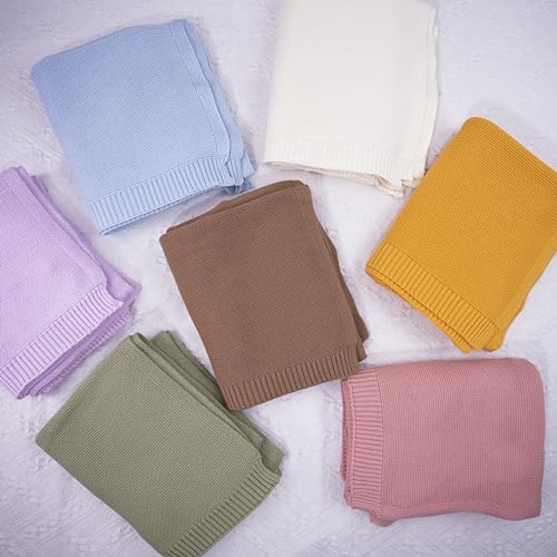 Image of LOVELYPOD Custom Knit Baby Blanket, Personalized Embroidered with Name Nursery Blanket, Newborn, Cotton Knit Stroller Blankets, Birthday Shower Gifts