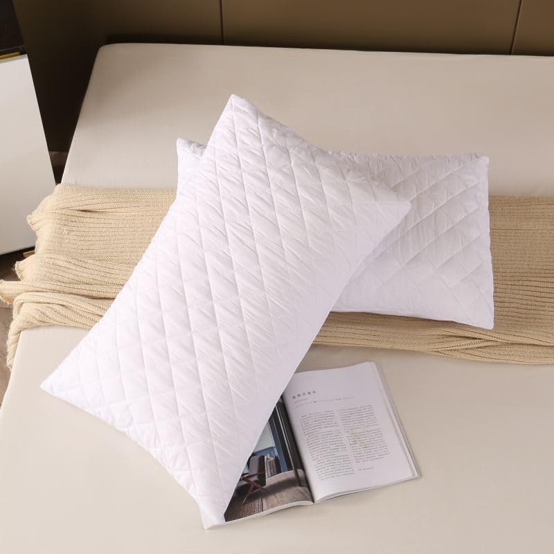 3 fundas de almohada impermeables acolchadas ultrasónicas, comienza tu noche de ensueño con esta cómoda funda de almohada transpirable de 18.9 x 29.1 pulgadas (blanco)