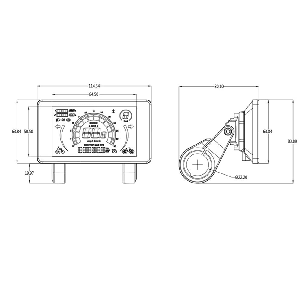 Jasaly Elektrische Fiets Kleurrijke 808 Lcd scherm Meter 24 V-72 V SM Verbinding Plug Ebike Intelligente Display