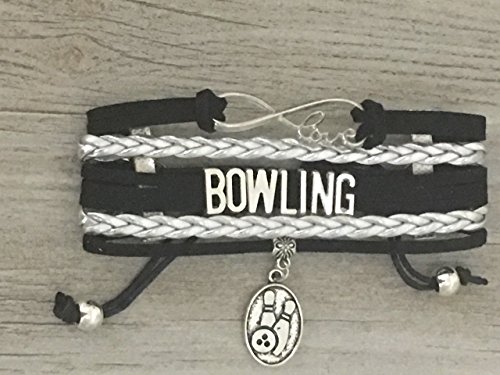Bowling Bracelet – Black & Silver Infinity LOVE Wrap Bracelet with Bowling Charm – Adjustable Sports Jewelry Gift for Bowlers, Teams, or League Players3