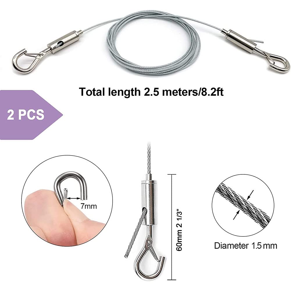Amazon | Hlsicnalm 調整可能な画像吊り下げワイヤー 2 個パック、高