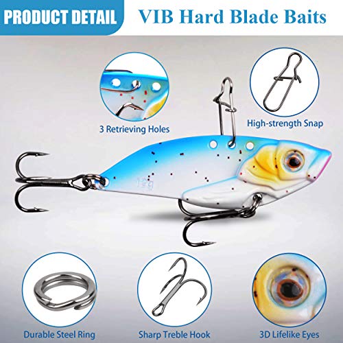 Orootl Blade Bait Fishing Spoon Lures Metal Spinner Spoon Blade For Bass Vib Lipless Crankbait Swimbait For Bass Walleye Trout Perch Pike Freshwater Saltwater Long Casting Jigging Spoons #TOP1