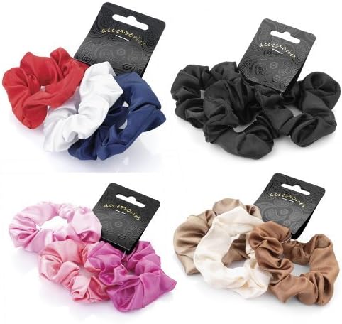 3 Brown Cream Beige Satin Hair Scrunchies AJ26657 by Hair Scrunchies