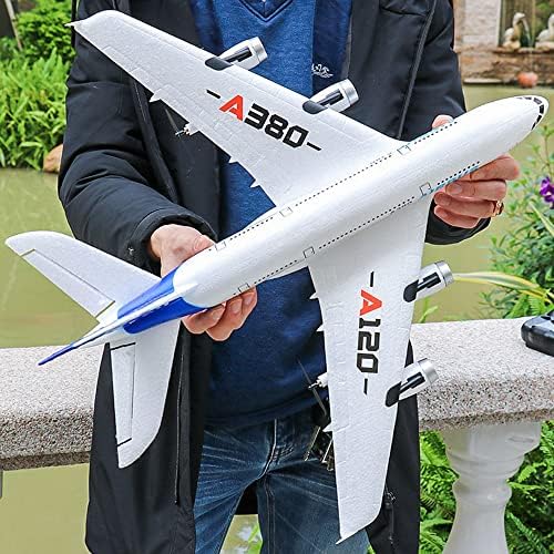 VEPLYN Avión RC para adultos, A-380 Rc Glide Machine 2.5 canales giroscopio suave RC avión después de luz LED, juguete de vuelo 3D Stunt Fly in Your