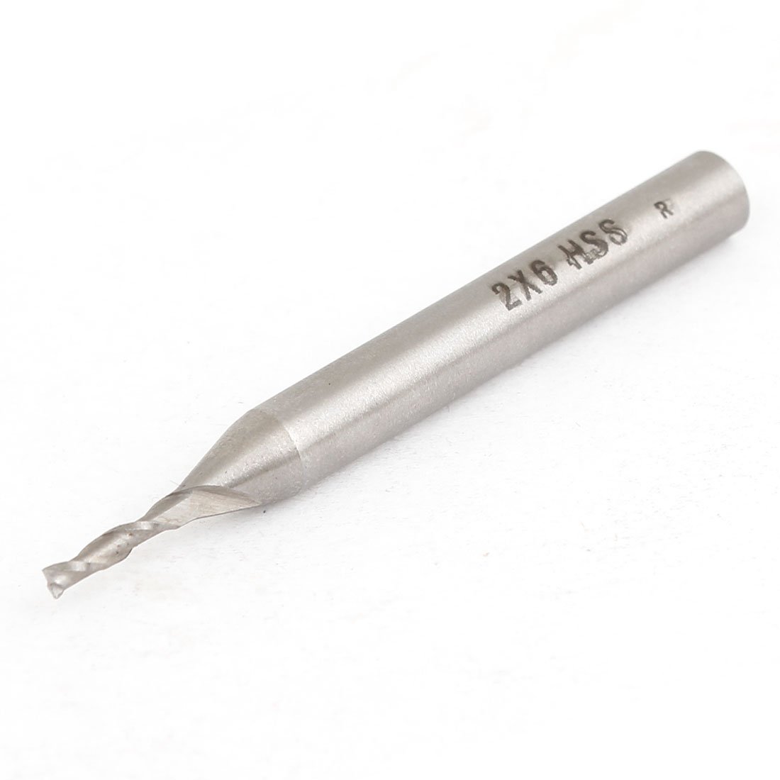 sourcing map Fraise En Bout 2mmx6mm En Acier Rapide Hss 2 Flûte À Tige Droite 60mm Long