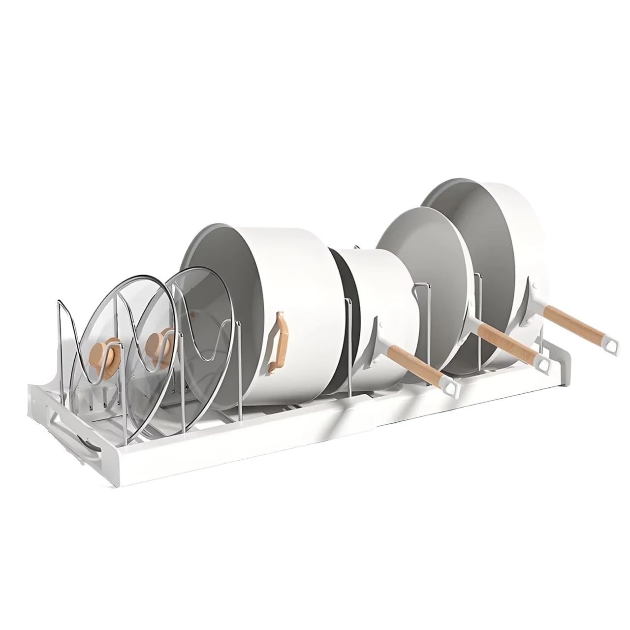 LYVQZPWLR Pot Lid Organizer Rack, Pan Lid Holder Expandable Pot Rack Organizer Stainless Steel Space Saving