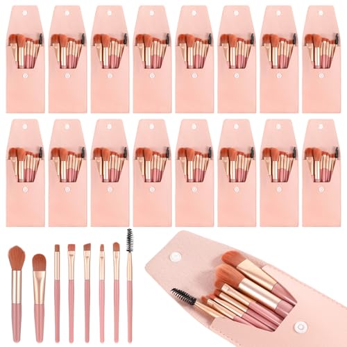 16 Sets Travel Makeup Brush Set Synthetic Fiber Face Foundation Make up Brushes Bridesmaid Gift with Travel Makeup Bag for Wedding Bridal Shower Favors Bachelorette Party Gift (pink)