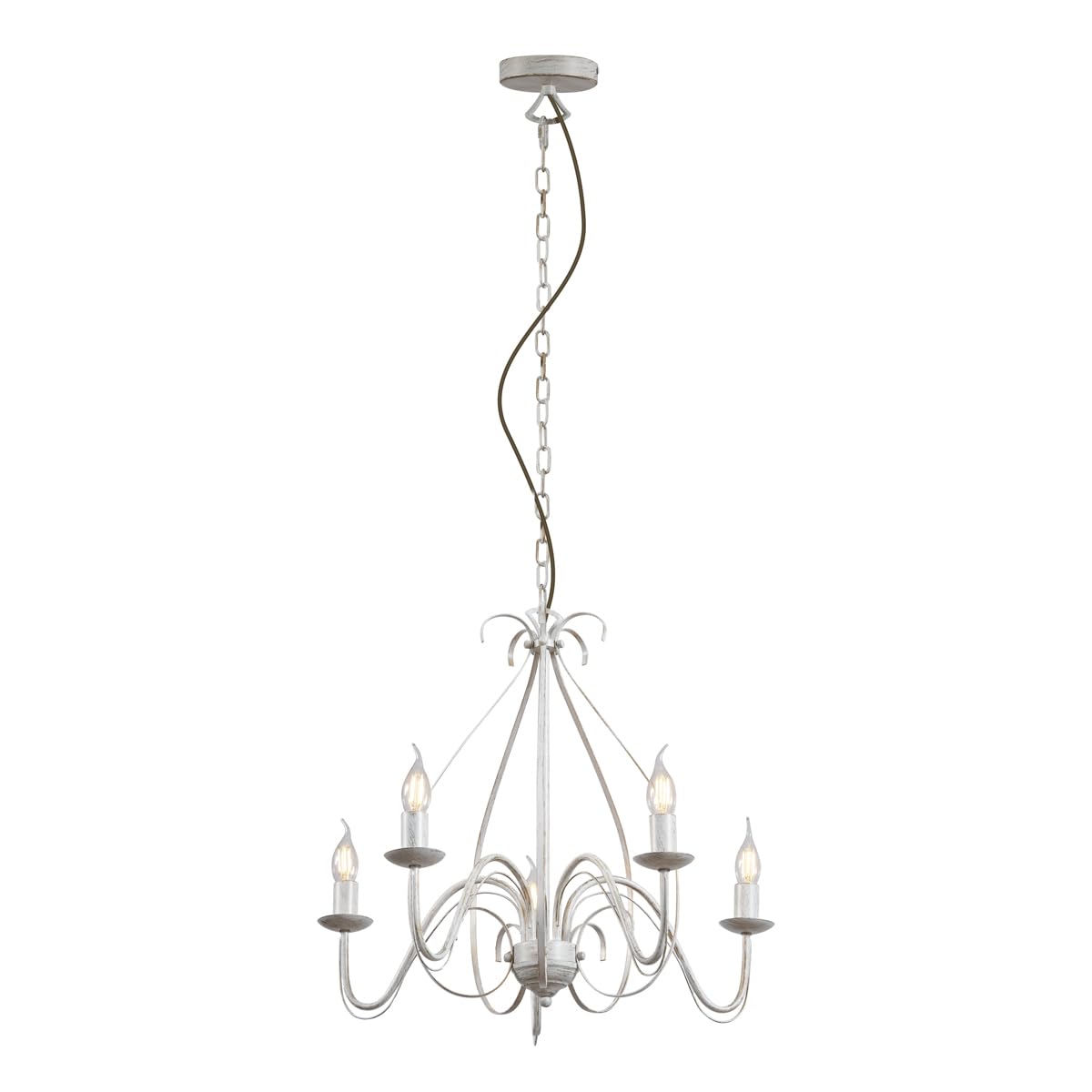 Qazqa giuseppe - Lustre italien - 5 lumière - Ø 600 mm - Crème - Classique/Antique, Rustique - éclairage intérieur - Salon