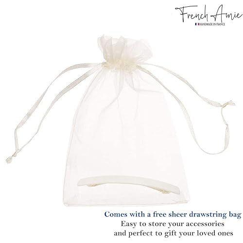 Miniatura 6 de French Amie Barra larga y delgada de color marfil sólido, grande, 4 14 pulgadas, acetato de celuloide, hecho a mano, pinzas automáticas para el pelo