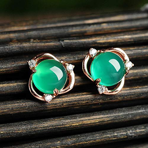 SALAN Pendientes De Plata De Ley 925 para Mujer con Piedras Preciosas De Esmeralda Verde Redondas, Joyería Fina De Plata para Mujer, Regalo De Boda