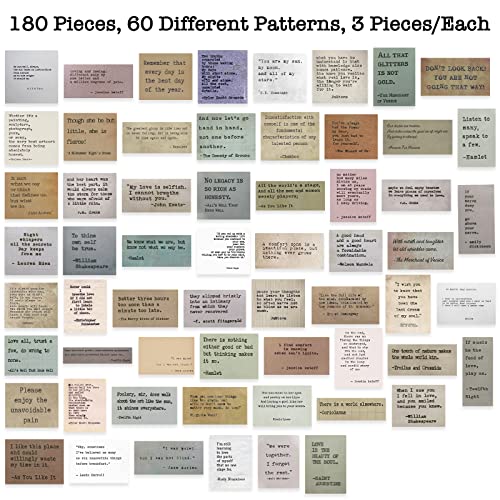 LakoArt 180 Pieces Retro Typewriter Style Motivational Quotes Stickers (3 Pcs. Each), Inspirational Vintage Journaling Stickers, Famous Words Scrapbook Sticker for Planner Bullet Junk Journal Laptops