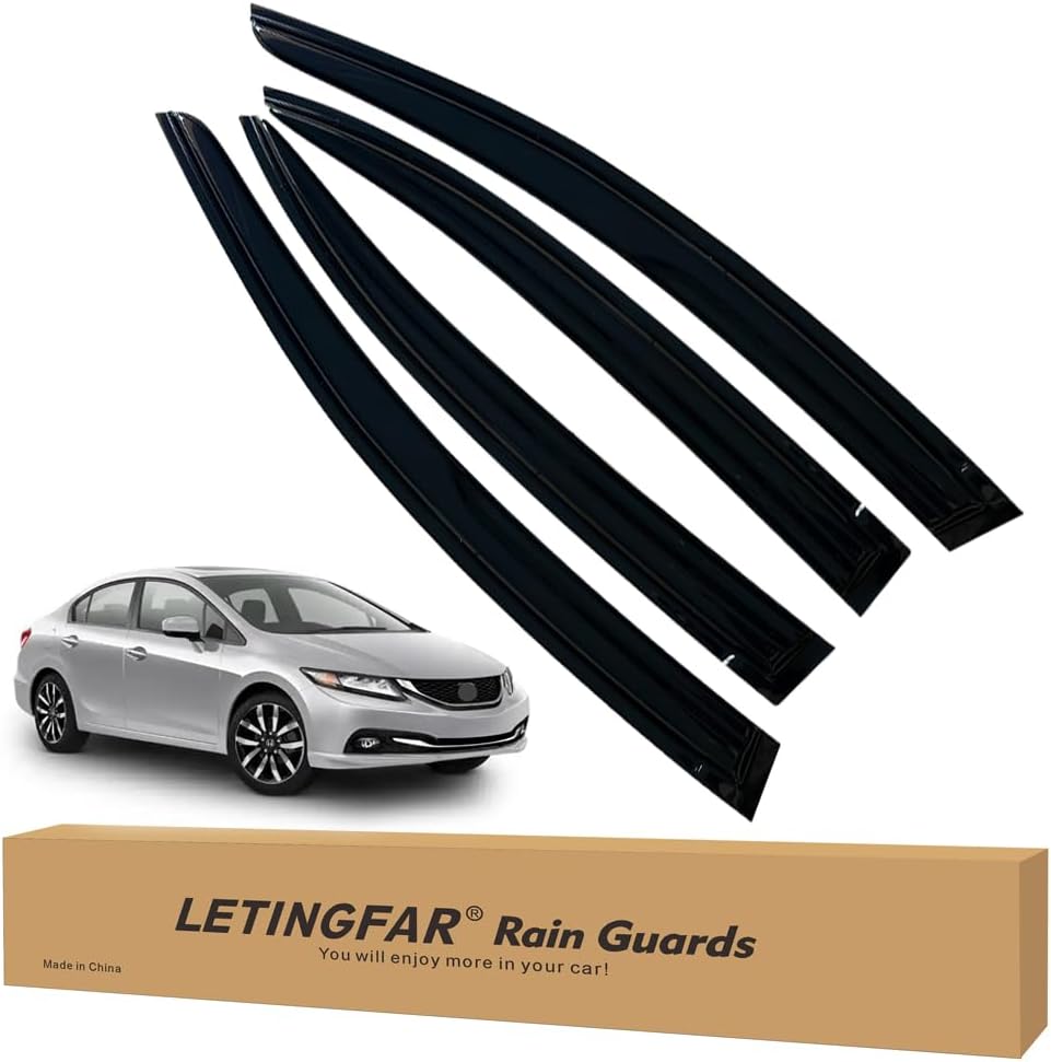 Window Visors Rain Guards for Honda Civic 2012 2013 2014 2015 Accessories, Wind Deflectors Vent Shades for Honda Civic