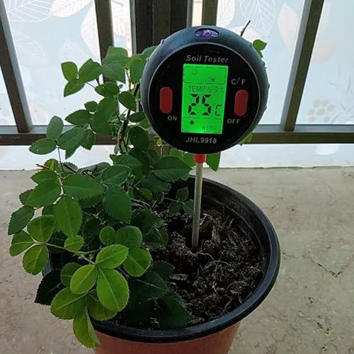 Testeur de sol 5 en 1 de jardinage avec écran LCD rétroéclairé complet