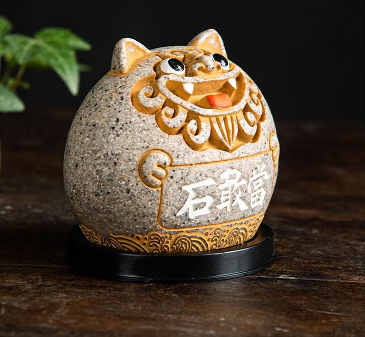 Estatua León Guardián Shisa Feng Shui Amarillo Gris Grande miniatura 5