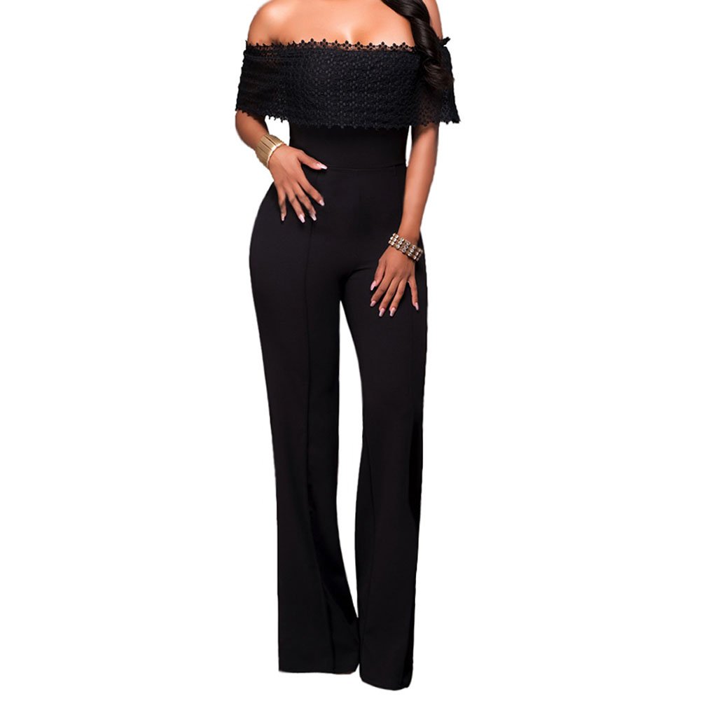 Combinaison Jumpsuit sans Manche Femme Fille Combishort Rompers Uni Dos Nu Dentelle Jambe Large Mode Confort Elégant Casual Bureau Printemps Eté