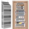 1 Pack Over The Door Organizer, Hanging Storage Organizer with Clear Window, 40lb Ultra Sturdy Large Capacity Room Organizer for Pantry Laundry Bathroom Nursery Closet Baby Essential (Grey)