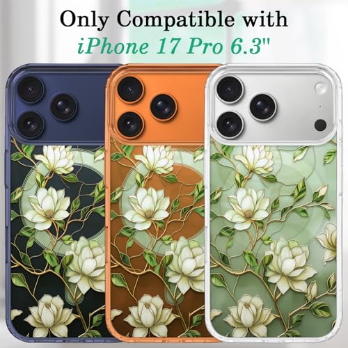 Coque à fleurs pour iPhone 17 Pro compatible MagSafe protection antichoc